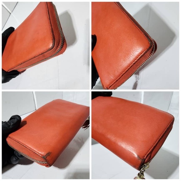 Authentic GUCCI Pebbled Calfskin Soho Zip Around Wallet Red - Picture 6 of 13